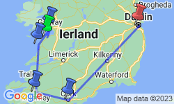 Google Map: Ierland -  Wild Atlantic Way - zuid, 11 dagen
