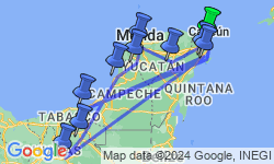 Google Map: Rondreis Mexico, 16 dagen