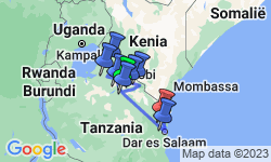 Google Map: Rondreis Tanzania & Zanzibar, 15 dagen lodge/kampeerreis
