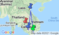 Google Map: Fietsreis Vietnam & Cambodja, 18 dagen