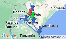 Google Map: Rondreis Kenia, Tanzania & Zanzibar, 21 dagen kampeerreis
