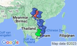 Google Map: Groepsreis Vietnam - 23 dagen; Varen tussen karstrotsen als in een Chinese pentekening