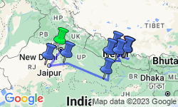 Google Map: Groepsreis India & Nepal 'on a Shoestring'; Heilige koeien en gebedsvlaggen