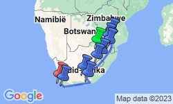 Google Map: Groepsreis Zuid-Afrika, eSwatini & Lesotho; Cultuur en Natuur