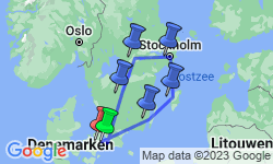 Google Map: 10-daagse rondreis Smaland, Stockholm & Gotland