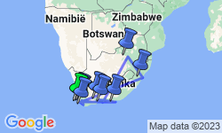 Google Map: Camperreis Kaapstad, wijnlanden en tuinroute