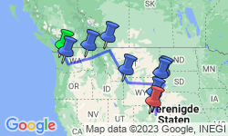 Google Map: Autoreis Van Seattle naar de Rocky Mountains van Amerika