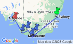 Google Map: Autoreis Van Sydney naar Adelaide