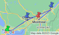 Google Map: Capital Express: Per trein door Oost-Canada