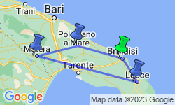 Google Map: 8 daagse fly drive Authentiek Puglia