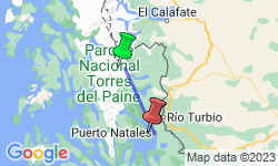 Google Map: Chili -  Patagonië - Torres del Paine, 8 dagen