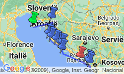Google Map: Van Istrië naar Dalmatië (o.b.v. eigen vervoer)