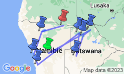 Google Map: Rondreis Namibië, Botswana & Victoriawatervallen, 21 dagen kampeerreis of hotel/lodgereis