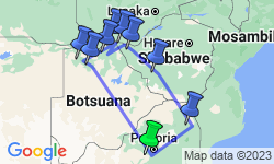 Google Map: Botswana, Südafrika & Simbabwe: Big Five
