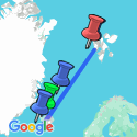 Google Map: Island • Jan Mayen • Spitzbergen: Kurs Nord: Über den Polarkreis