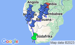 Google Map: Südafrika • Namibia • Botswana • Simbabwe: Vom Kap bis zum Sambesi als Campingsafari