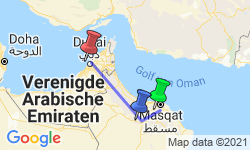 Google Map: Rondreis OMAN & DUBAI - 14 dagen; Land van wadi's en wierook