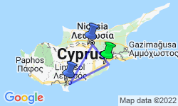 Google Map: Familiereis CYPRUS - 8 dagen; Van azuurblauwe wateren tot Cypriotische ontdekkingen