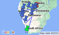 Google Map: Table Mountain to Victoria Falls