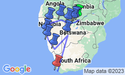 Google Map: Victoria Falls to Table Mountain