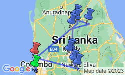 Google Map: 10 daagse fly drive Sri Lanka in Vogelvlucht