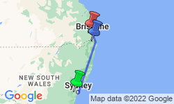 Google Map: Sydney to Brisbane Experience: Bushwalks & Surfing