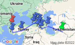 Google Map: Ashgabat To Istanbul (44 Days)