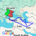 Google Map: Ashgabat To Istanbul (40 Days)