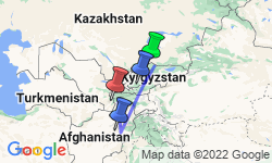 Google Map: Bishkek To Dushanbe (18 Days)
