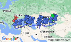 Google Map: Bishkek To Istanbul (11 Weeks)