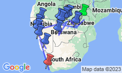 Google Map: Harare To Cape Town (34 Days) Deltas & Dunes