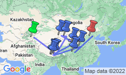 Google Map: Kashgar To Beijing (21 Days)