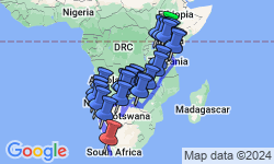 Google Map: Nairobi To Cape Town (56 Days) Coast To Coast