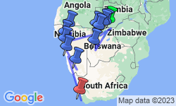 Google Map: Victoria Falls To Cape Town (22 Days)