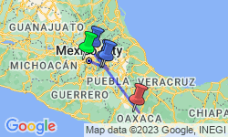 Google Map: Mexico City to Oaxaca: Pottery & Aztec Pyramids
