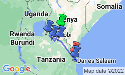 Google Map: Nairobi to Stone Town