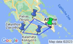 Google Map: 8 daagse fly drive Klassiek Griekenland