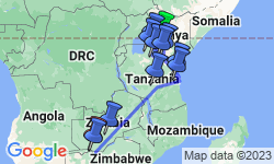 Google Map: Nairobi to Zambia