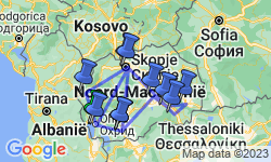 Google Map: 8-daagse rondreis Magisch Noord-Macedonië