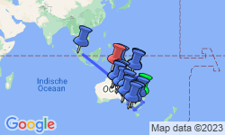 Google Map: Rondreis Australië, 28 dagen