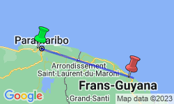 Google Map: Rondreis Suriname, Guyana & Frans Guyana, 21 dagen