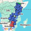 Google Map: Masai Mara to Kruger (Accommodated)