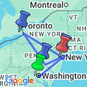 Google Map: The Big Apple, Niagara and Washington D.C.