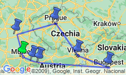 Google Map: Prague, Vienna & Budapest