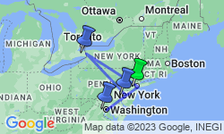 Google Map: New York City, Niagara Falls & Washington DC