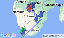 Google Map: Splendors of South Africa & Victoria Falls with Botswana