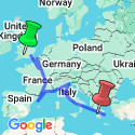 Google Map: London to Athens