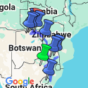 Google Map: Joburg to Victoria Falls