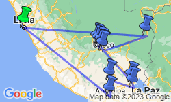 Google Map: Mysteries of the Inca Empire with Peru's Amazon & Arequipa & Colca Canyon