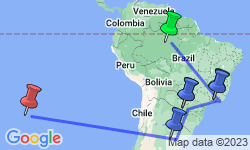 Google Map: South America Getaway with Amazon, Santiago & Easter Island